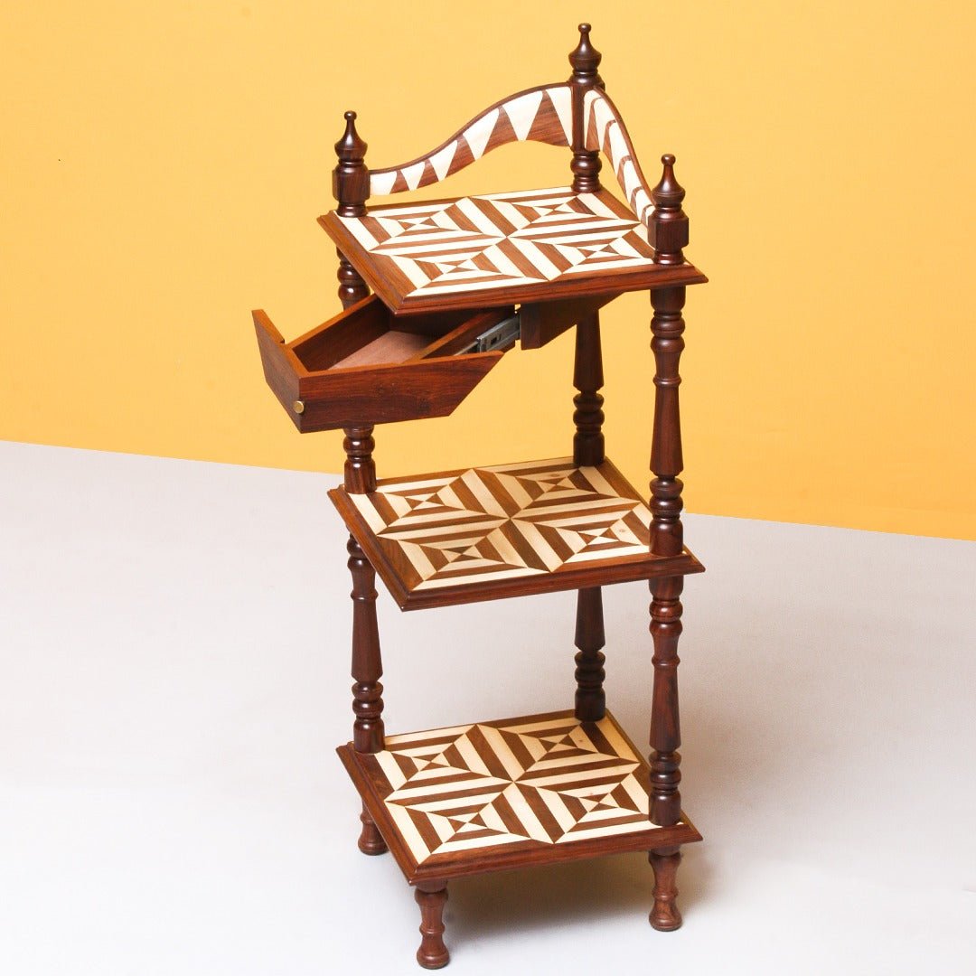 Mystery Corner Shelf Stand (Shisham) | Furniture | Waseeh Pakistan