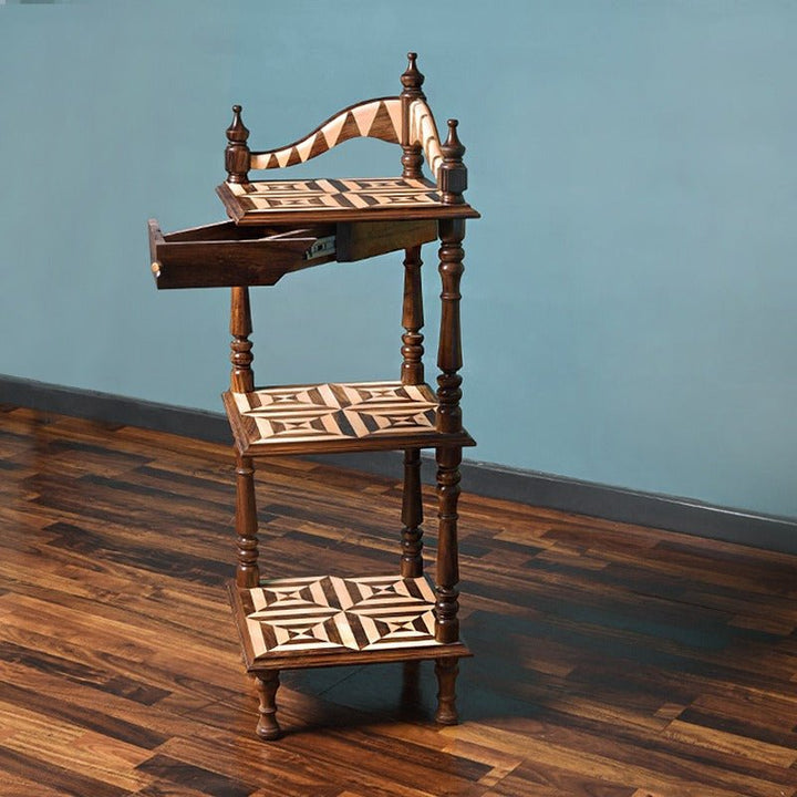 Mystery Corner Shelf Stand (Shisham) | Furniture | Waseeh Pakistan