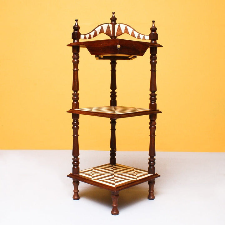 Mystery Corner Shelf Stand (Shisham) | Furniture | Waseeh Pakistan