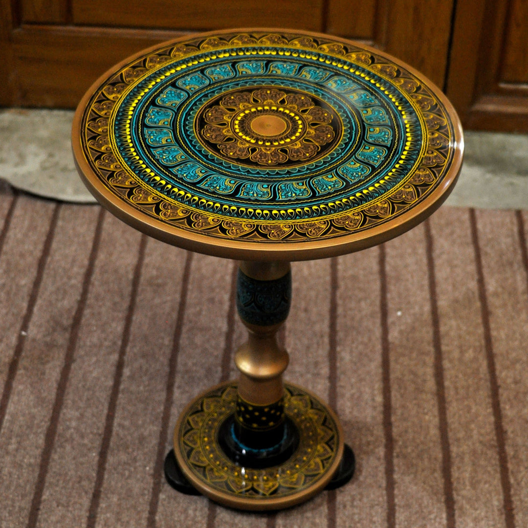 Nakshi Art Wooden Table (16") | Wooden Handy Crafts | Waseeh Pakistan