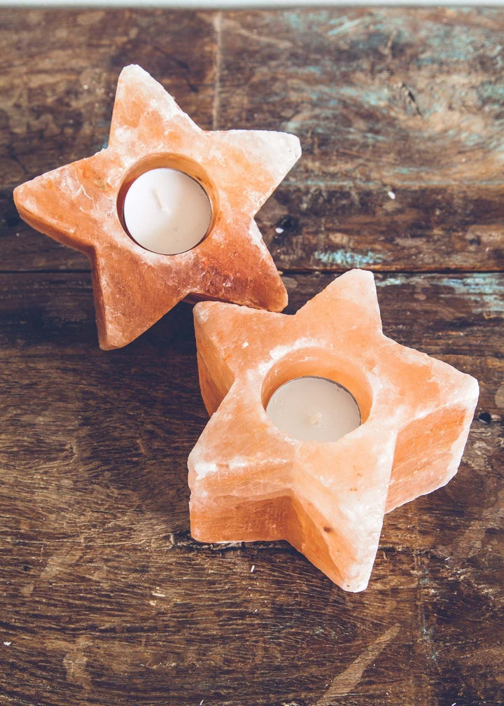 Natural Salt Candle Holder - Pack of 2 Stars | Home Décor | Waseeh Pakistan