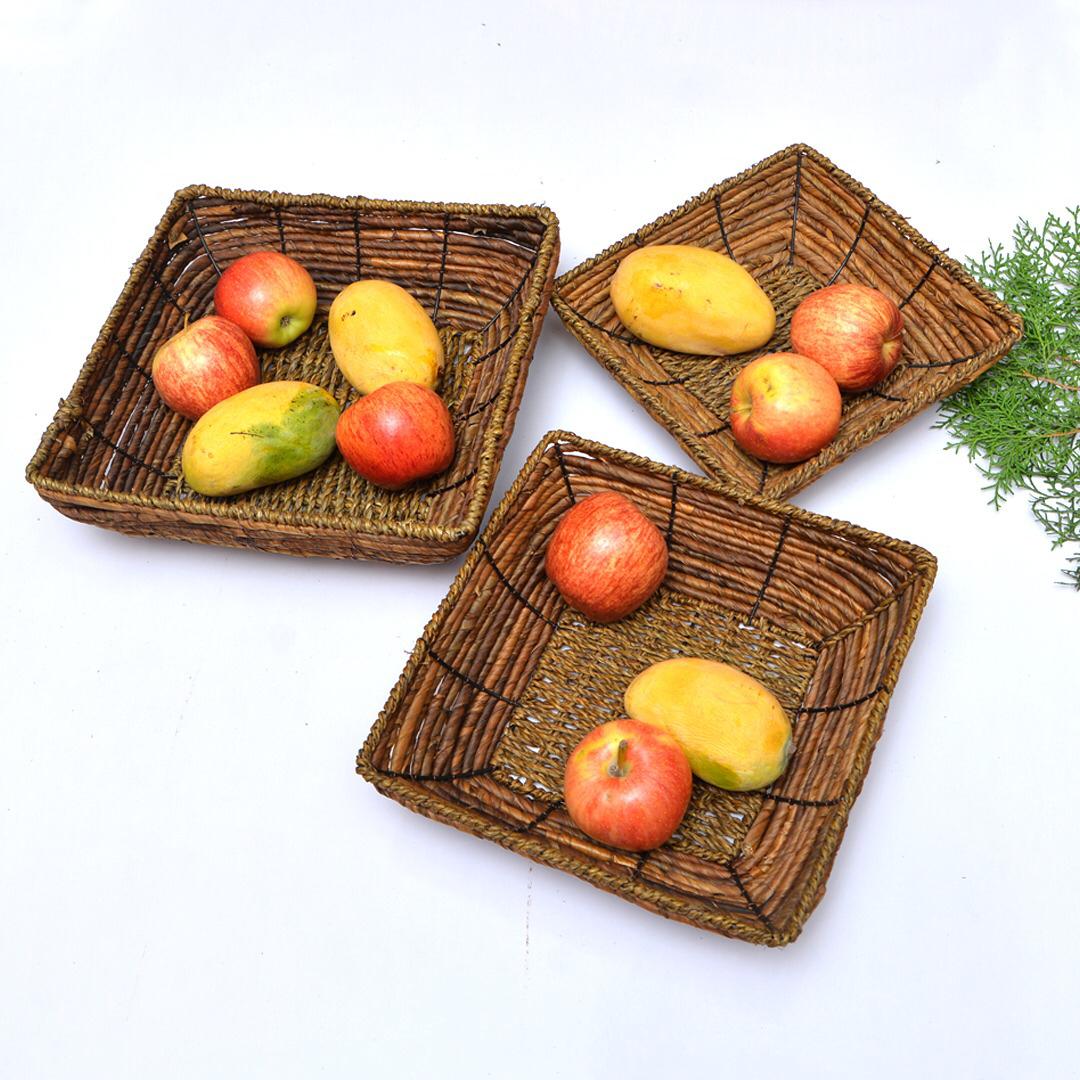 Neutral Tree brown Pastoral style simple fashion hand-woven storage basket rattan food fruit basket imitation rattan bread basket | kitchen item | Waseeh Pakistan