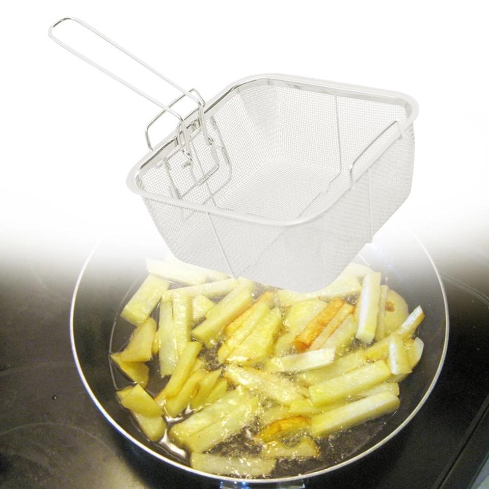 Non Stick Square Kitchen With Handle Oil Strainer Portable Stainless Steel Frying Basket | kitchen item | Waseeh Pakistan