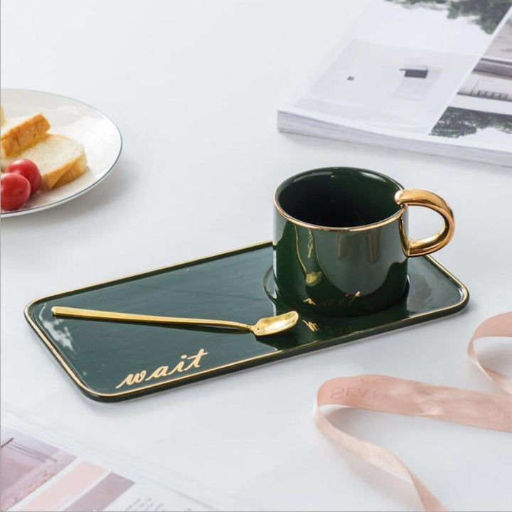 Nordic Gold Plated Ceramic Coffee Set | kitchen item | Waseeh Pakistan