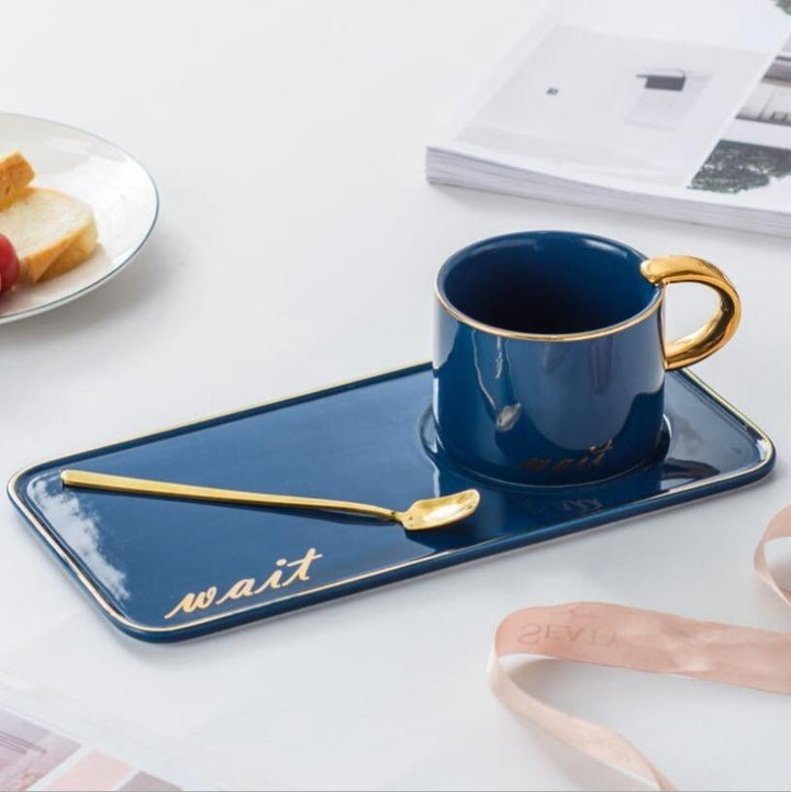 Nordic Gold Plated Ceramic Coffee Set | kitchen item | Waseeh Pakistan