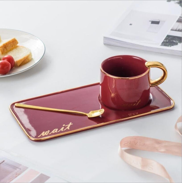 Nordic Gold Plated Ceramic Coffee Set | kitchen item | Waseeh Pakistan