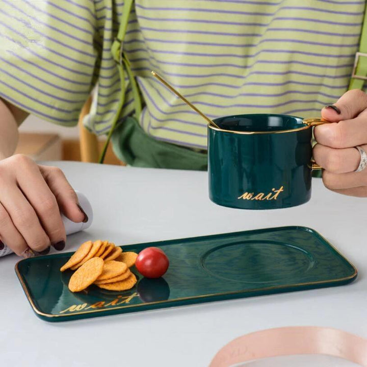 Nordic Gold Plated Ceramic Coffee Set | kitchen item | Waseeh Pakistan