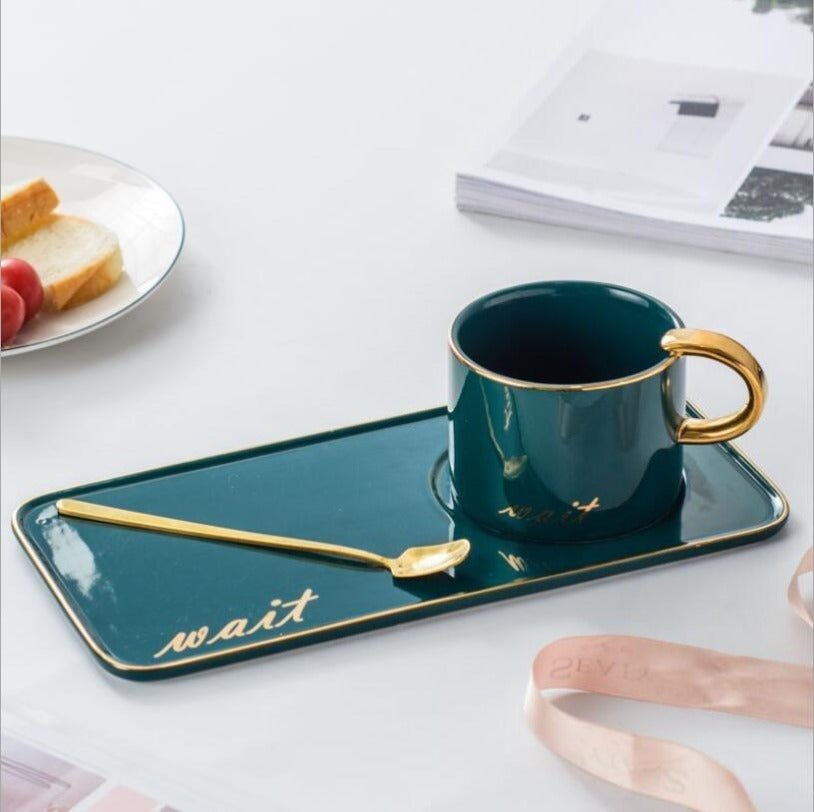 Nordic Gold Plated Ceramic Coffee Set | kitchen item | Waseeh Pakistan