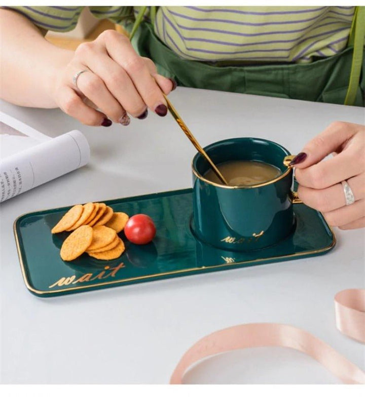 Nordic Gold Plated Ceramic Coffee Set | kitchen item | Waseeh Pakistan