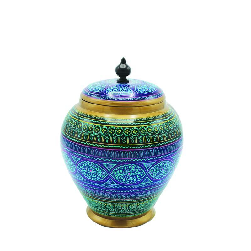 Wooden Candy Jar in Nakshi Art 8'' - waseeh.com