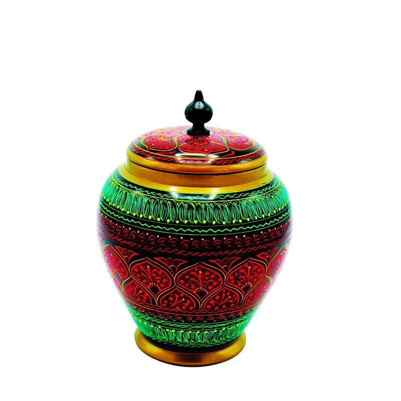 Wooden Candy Jar in Nakshi Art 6.5'' - waseeh.com