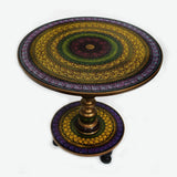 Wooden Table in Nakshi Art Top 24'' with 1 Pool - Yellow - waseeh.com