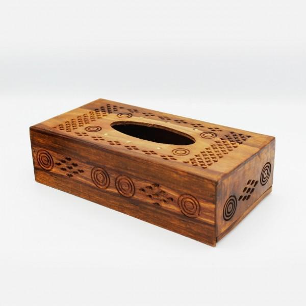 Wooden Tissue Box - Carving - Intricate - 11" x 5.5" x  3" - waseeh.com