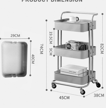 Nude Trolley Storage Basket (3-Tier) | kitchen item | Waseeh Pakistan
