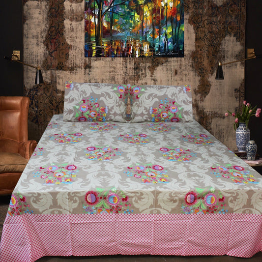 Cotton Double Bed Sheet With 2 Pillow cases - waseeh.com