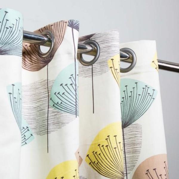 Off White Flower - Curtain With Lining - Single Panel - 46" x 96" | Home Décor | Waseeh Pakistan