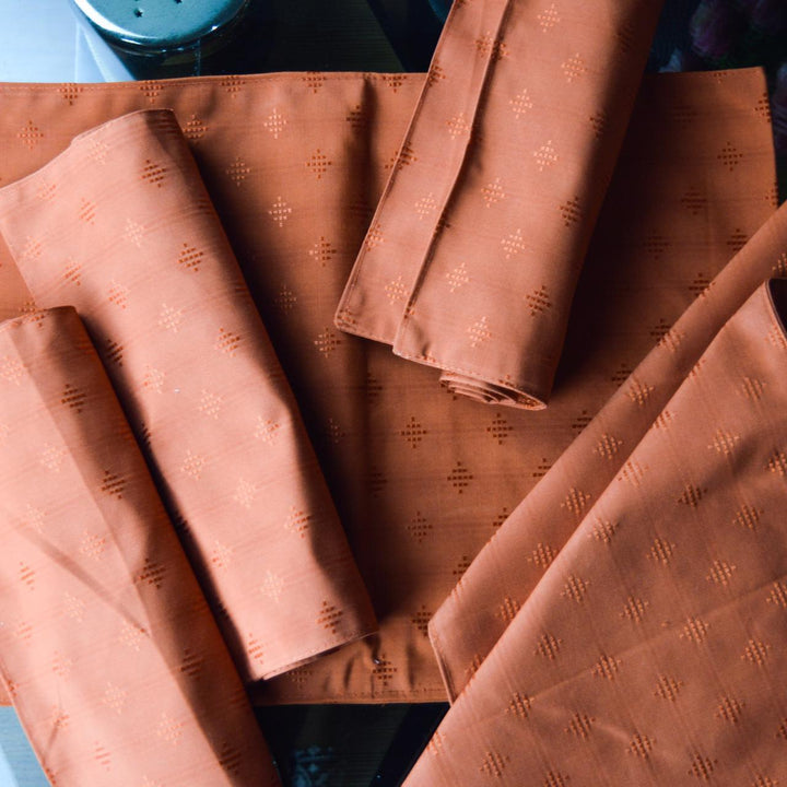 Orange Cotton table runner 7 PCS -printed | Home Décor | Waseeh Pakistan