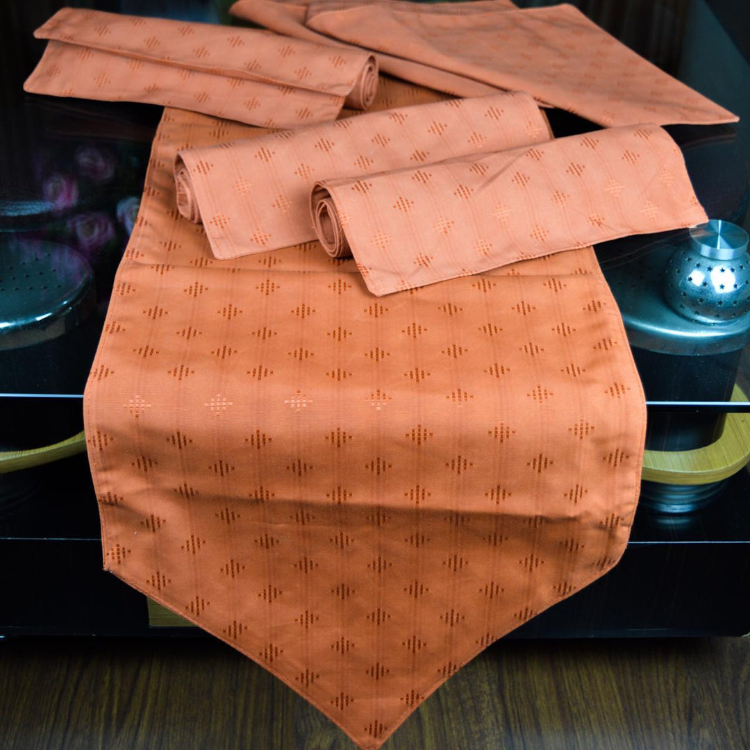 Orange Cotton table runner 7 PCS -printed | Home Décor | Waseeh Pakistan