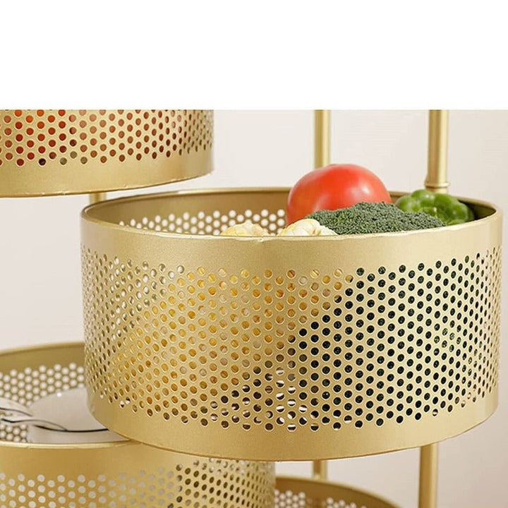 Parfait Rotating Basket Trolley (Golden Round) | kitchen item | Waseeh Pakistan