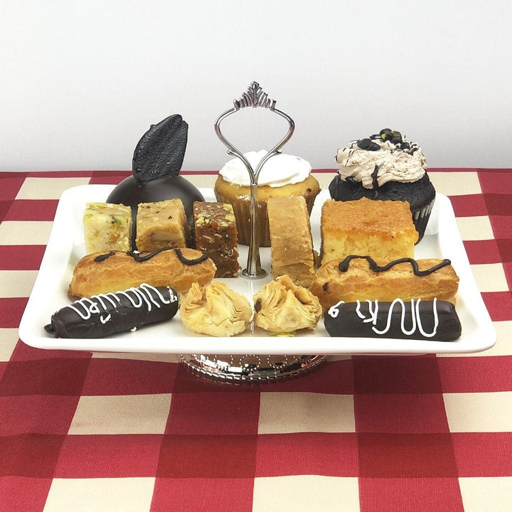 Pastry Stand in Ceramic with Silver Base - Large Size | kitchen item | Waseeh Pakistan