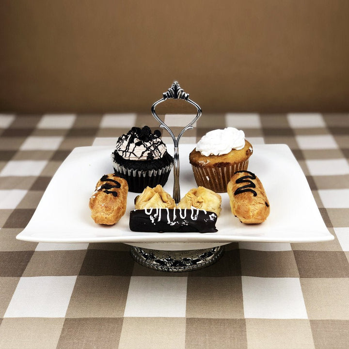 Pastry Stand in Ceramic with Silver Base - Large Size | kitchen item | Waseeh Pakistan