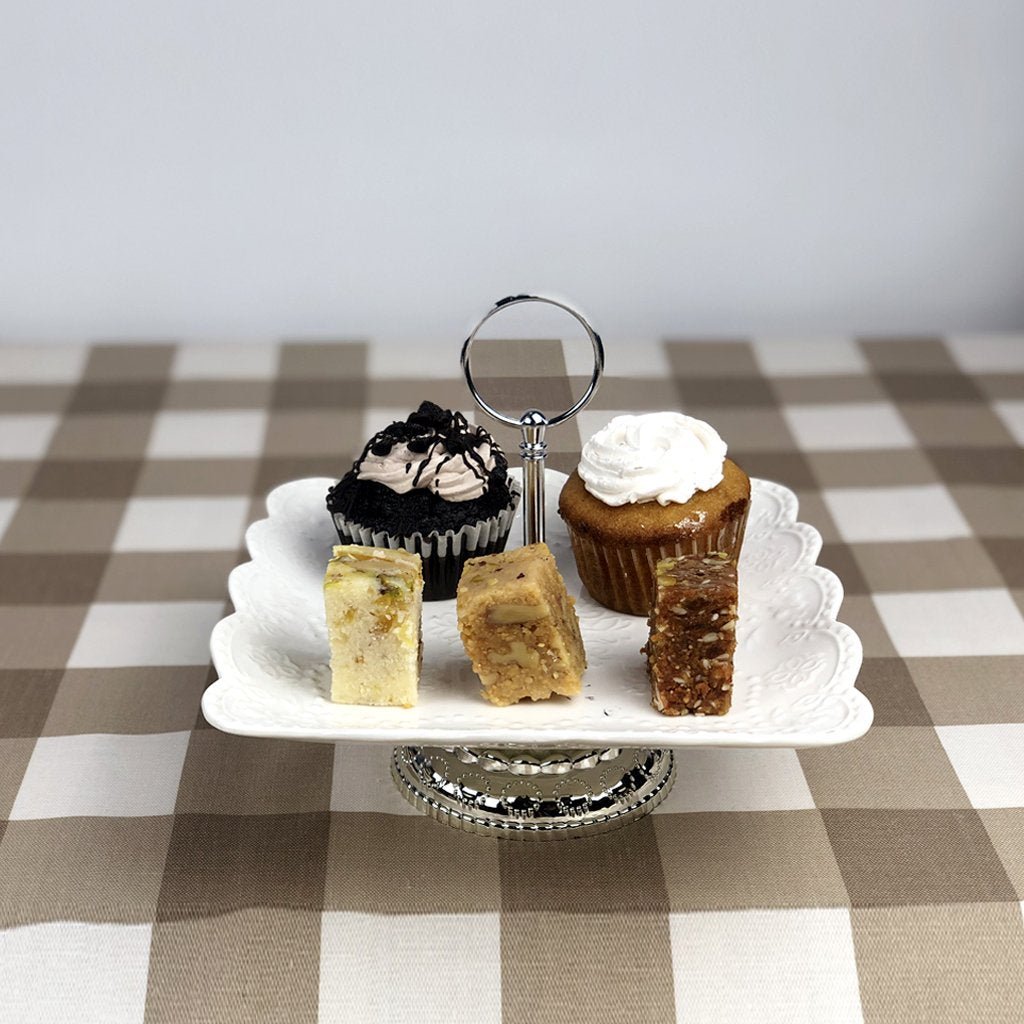 Pastry Stand in Ceramic with Silver Base - Medium Size | kitchen item | Waseeh Pakistan