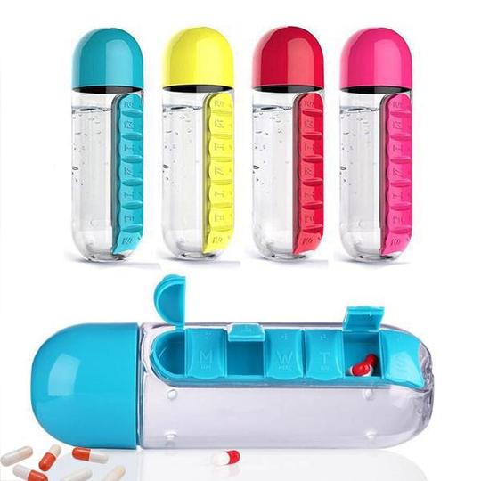 Pill &amp; Vitamin Organizer Water Bottle | Fitness | Waseeh Pakistan