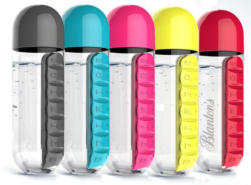 Pill &amp; Vitamin Organizer Water Bottle | Fitness | Waseeh Pakistan