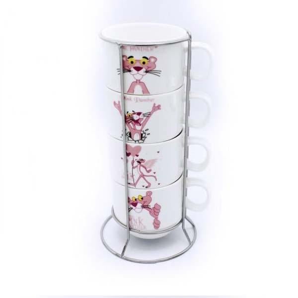 Pink panther Cup Tower - 4 Pcs | kitchen item | Waseeh Pakistan