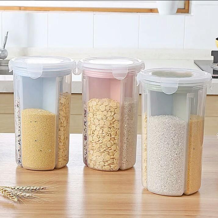 Plastic transparent kitchen grain storage tank (4 in 1) | kitchen item | Waseeh Pakistan