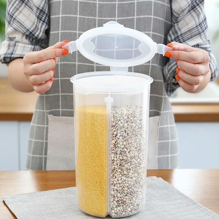 Plastic transparent kitchen grain storage tank (4 in 1) | kitchen item | Waseeh Pakistan