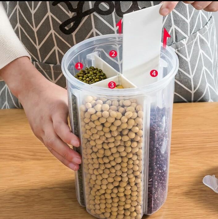 Plastic transparent kitchen grain storage tank (4 in 1) | kitchen item | Waseeh Pakistan