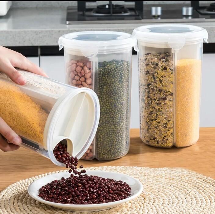Plastic transparent kitchen grain storage tank (4 in 1) | kitchen item | Waseeh Pakistan