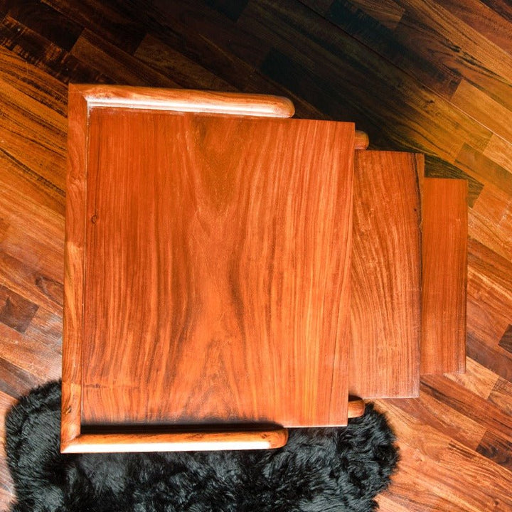 Plums Lounge Drawing Bedroom Nesting Shisham Tables (Set of 3) | Furniture | Waseeh Pakistan