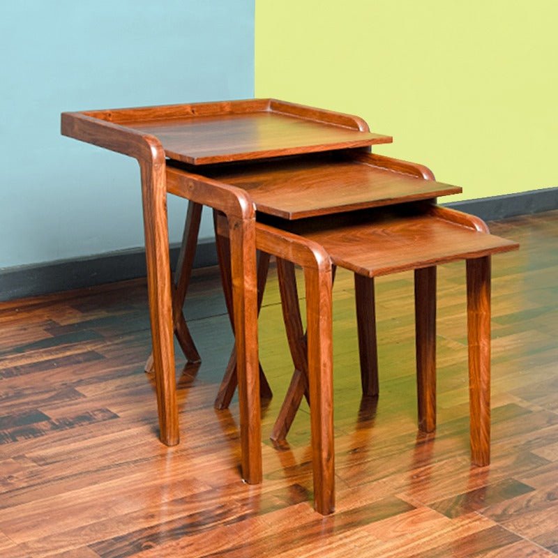 Plums Lounge Drawing Bedroom Nesting Shisham Tables (Set of 3) | Furniture | Waseeh Pakistan