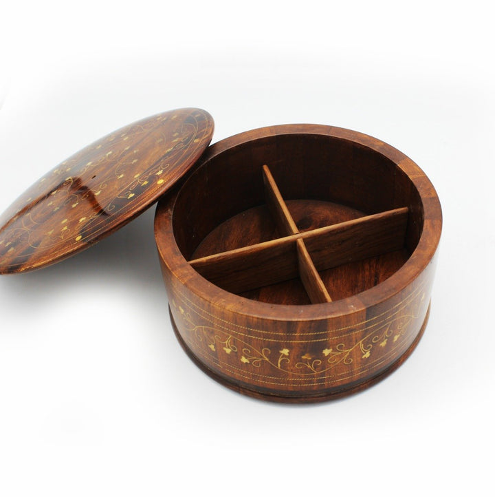 Portioned Wooden Hot Pot - 9.5" | Wooden Handy Crafts | Waseeh Pakistan