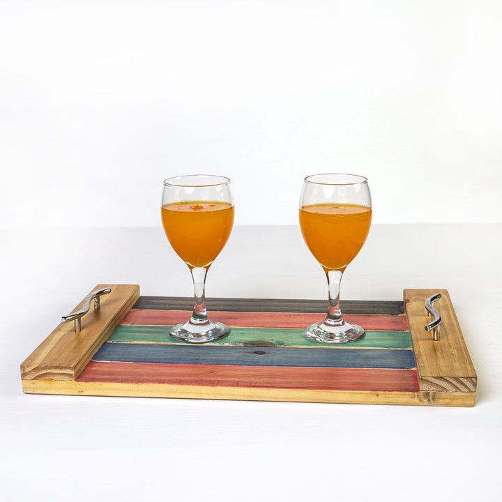 Prismatic Solid Wood Kitchen Snack Tea Guests Serving Tray | kitchen item | Waseeh Pakistan