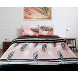 Export Quality Quilt Cover Set - 3 pcs - Pink Feathers - waseeh.com