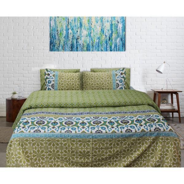 Quilt Cover Set - 6 pcs - Green Geometric | Home Décor | Waseeh Pakistan