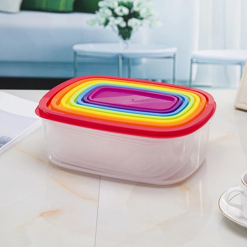 Rainbow Rectangle Boxes (7 pcs) | kitchen item | Waseeh Pakistan