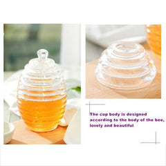 Transparent Honey Storage Jar with Beehive Style Spoon - waseeh.com