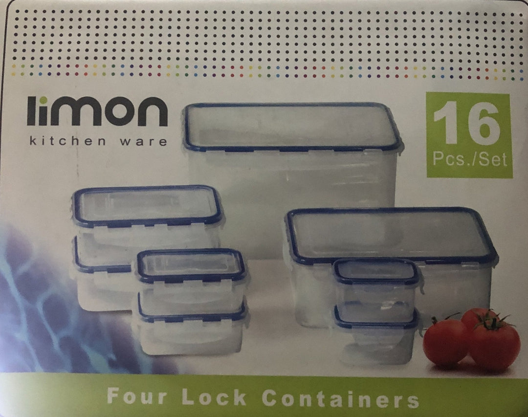 Rectangle Food Container Set - Pack of 16 Pcs | kitchen item | Waseeh Pakistan
