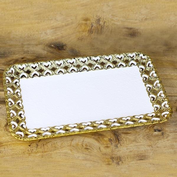Rectangular Heart Borders Ceramic Plate | kitchen item | Waseeh Pakistan