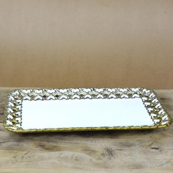 Rectangular Heart Borders Ceramic Plate | kitchen item | Waseeh Pakistan