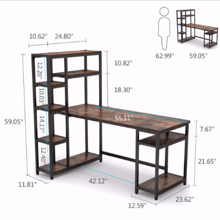 Reversible Hutch Home Office Workstation Bookcase Writing Organizer Desk Table | Furniture | Waseeh Pakistan