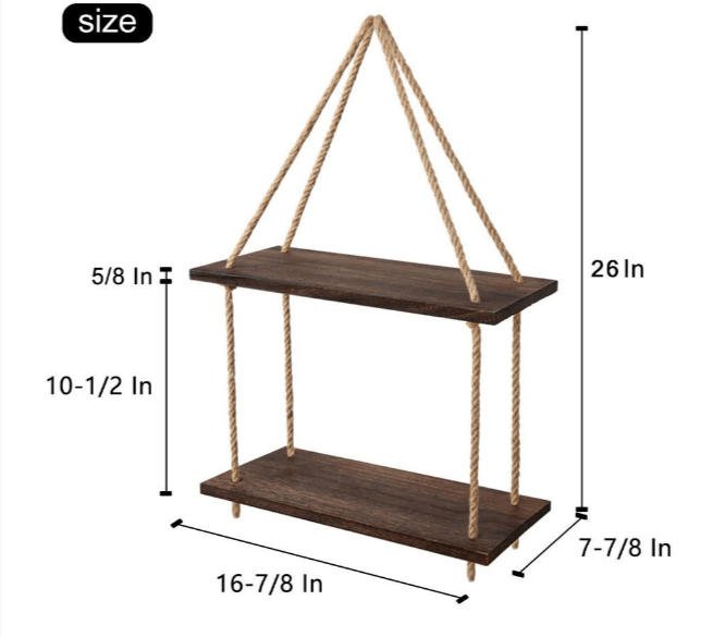 Rope Floating Solid Wood Wall Hanging Shelves Decor | Not Sale FB | Waseeh Pakistan