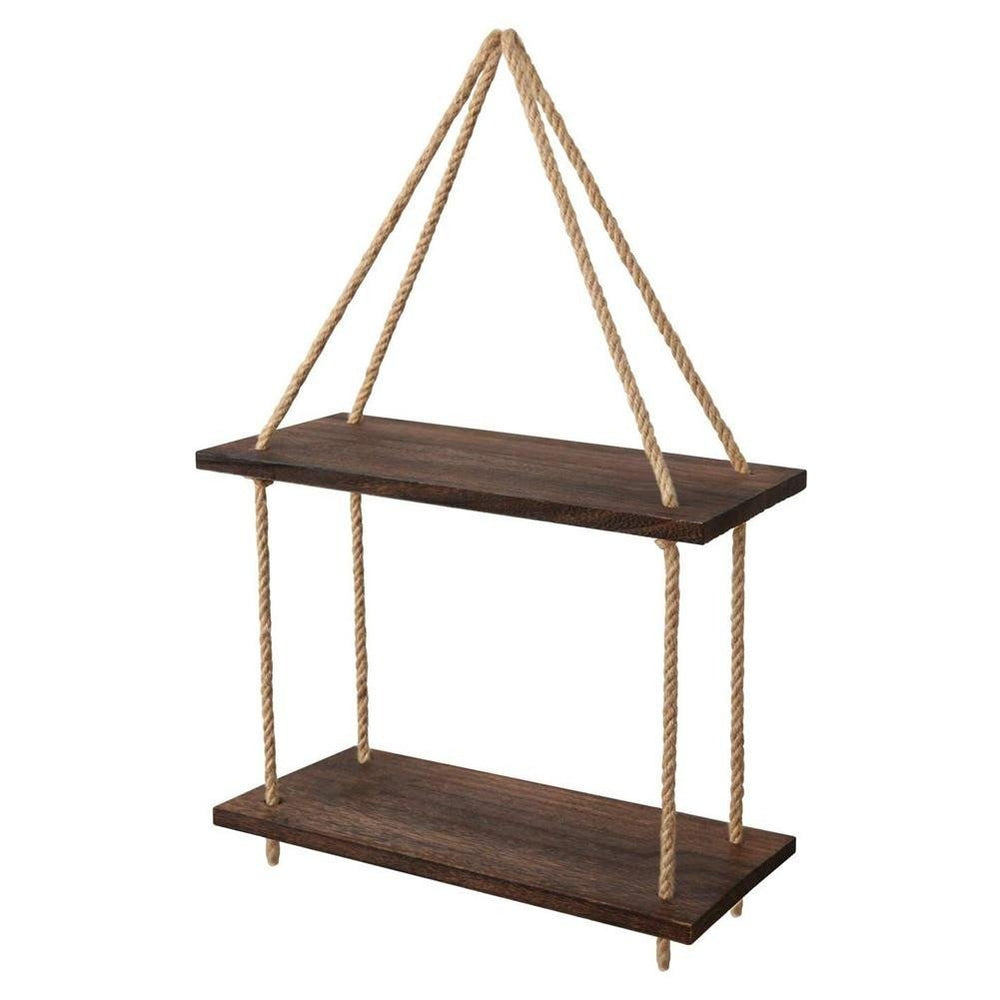 Rope Floating Solid Wood Wall Hanging Shelves Decor | Not Sale FB | Waseeh Pakistan