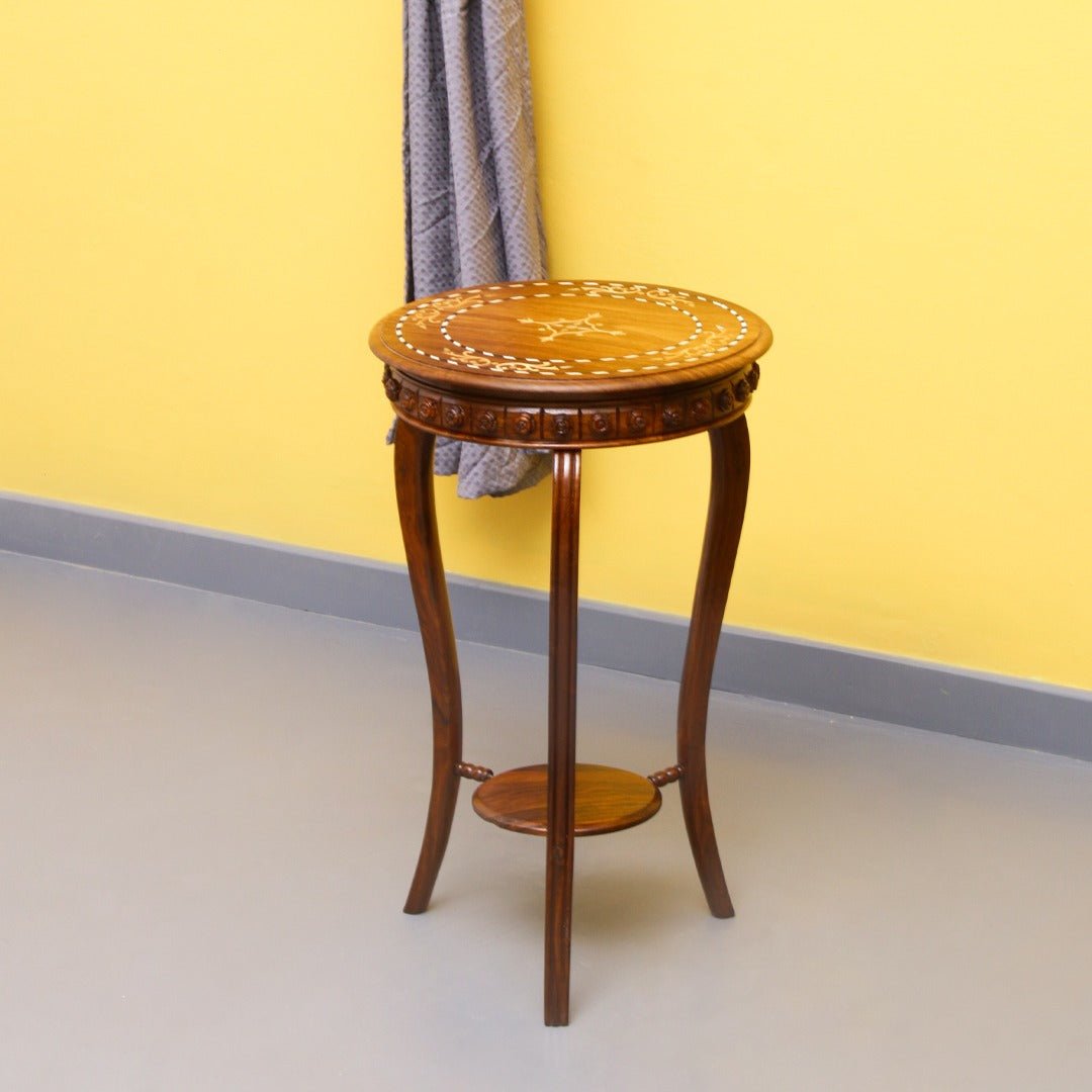 Round Brightwork Living Lounge Coffee Side Table (Shisham) | Furniture | Waseeh Pakistan