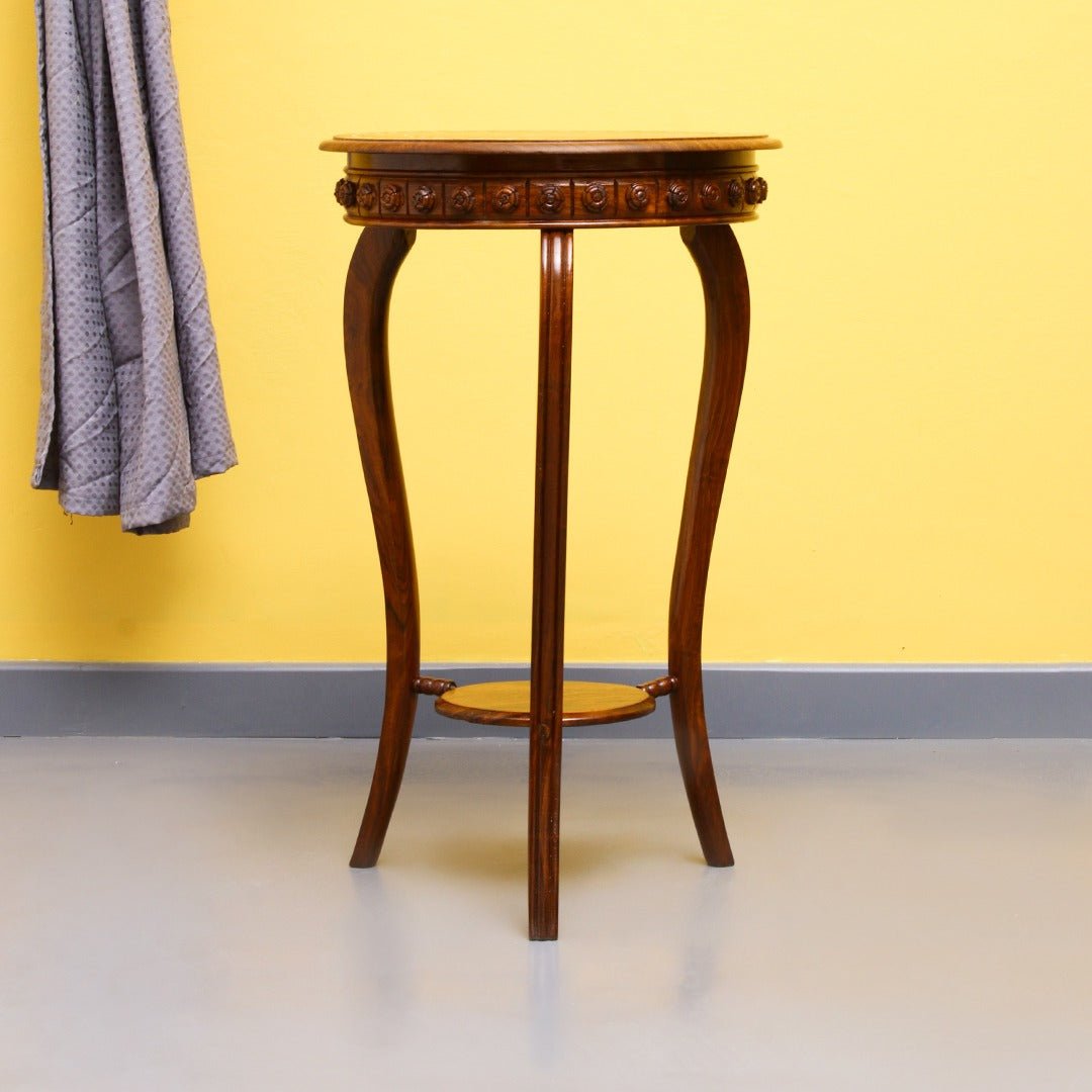 Round Brightwork Living Lounge Coffee Side Table (Shisham) | Furniture | Waseeh Pakistan