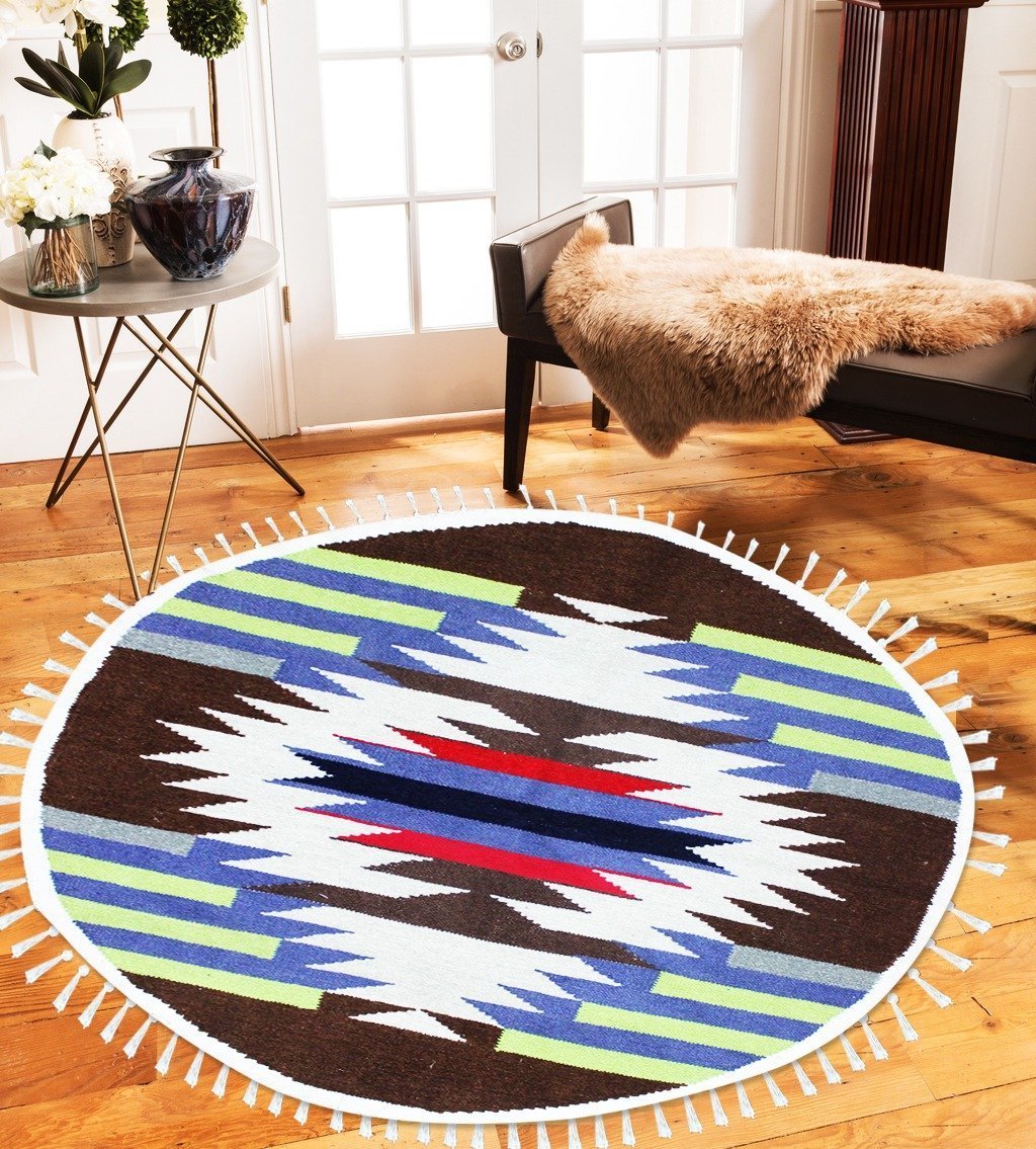 Round Geometric - Hand-woven Woolen Rug - Round Large - 4&